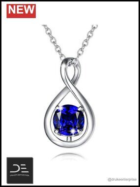 Dainty Infinity Necklace Sterling Silver Pendant White Gold Plated